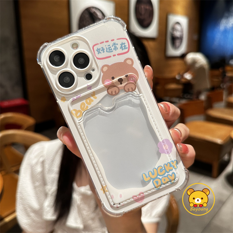 Ốp Ví Gấu Dễ Thương Cho OPPO A3 A3X A60 A40 A79 A78 A58 A38 A18 A17 A17K A16 A16K A16E 5G 4G Phim Hoạt Hình Thỏ Điện Thoại Ốp Lưng Mềm