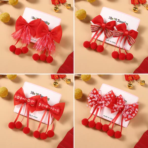 Năm Mới Nơ Lễ Hội Streamer Viền Kẹp Tóc Hanfu Phụ Kiện Tóc Trẻ Em
