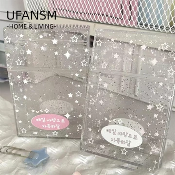 Hộp đựng thẻ ảnh bằng nhựa hình ngôi sao lấp lánh, Hộp đựng thẻ ảnh bằng nhựa hình ngôi sao hoạt hình trong suốt Hộp đựng lật đa chức năng Son môi