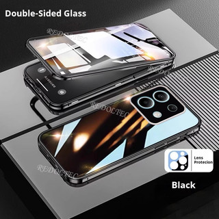 Vỏ Redmi Note 13 Pro + 5G Vỏ 360 Bảo vệ toàn bộ ống kính Vỏ kim loại từ tính Xiaomi Redmi Note 13 Pro Plus 13Pro + Vỏ điện thoại toàn thân bằng kính phía trước hai mặt có khóa