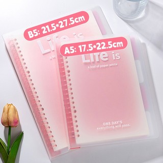 Nhựa Lá Rời A5 / B5 Notebook PP Mờ Mơ Mộng Nhiều Màu Sắc Sinh Viên Đơn Giản Nhỏ Tươi Sổ Tay Chương Trình Nghị Sự Văn Phòng Phẩm