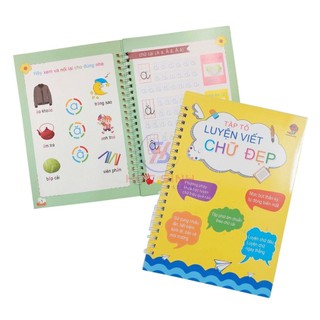 Combo 3 Cuốn Luyện Chữ Đẹp Bay Màu Thanh Nga Viết Chữ, Số, Nét - Gồm 3 Quyển, 6 ngòi bút, 2 Cá Cầm Bút