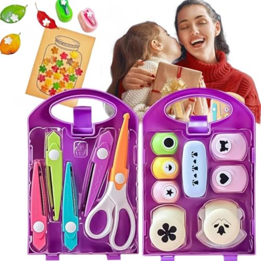 THFENG DIY Puncher Craft Set, Bộ hình dạng đục lỗ thủ công bằng nhựa thủ công cho trẻ em, Hot với hộp lưu trữ Dự án DIY Kích thước nhỏ cho trẻ em từ sáu tuổi trở lên