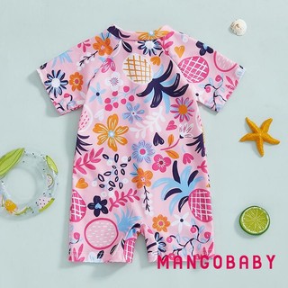 Mg-toddler Bé Trai Bé Gái Đồ Bơi In Hình Cá Mập Tay Ngắn Mock Cổ Zip Up Rash Guard Bộ Đồ Tắm