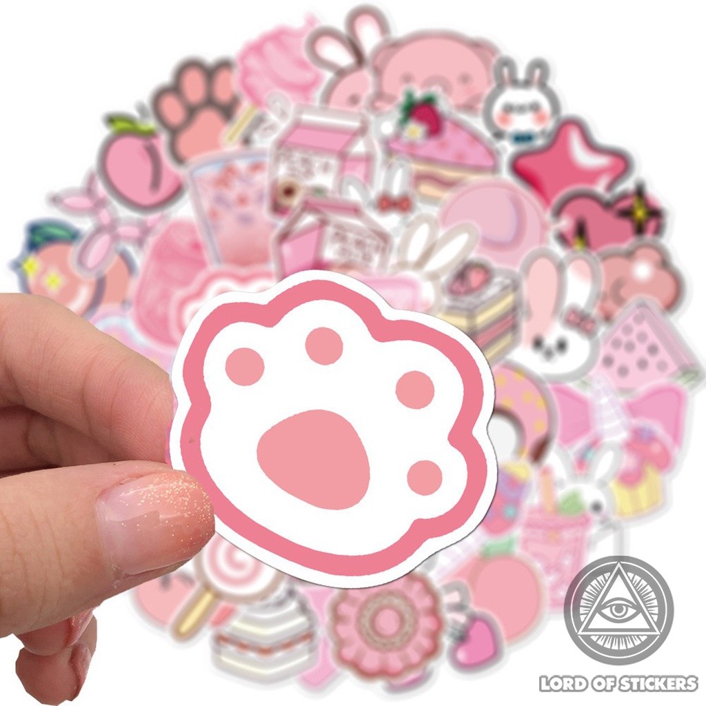 50 Hình Dán Sticker Họa Tiết Graffiti Màu Hồng Cute