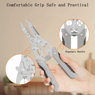 Kìm cắt cáp Crimper Kìm cắt dây tự động có thể điều chỉnh Kìm tuốt đa chức năng Kìm uốn Thiết bị Dụng cụ cầm tay SUNND