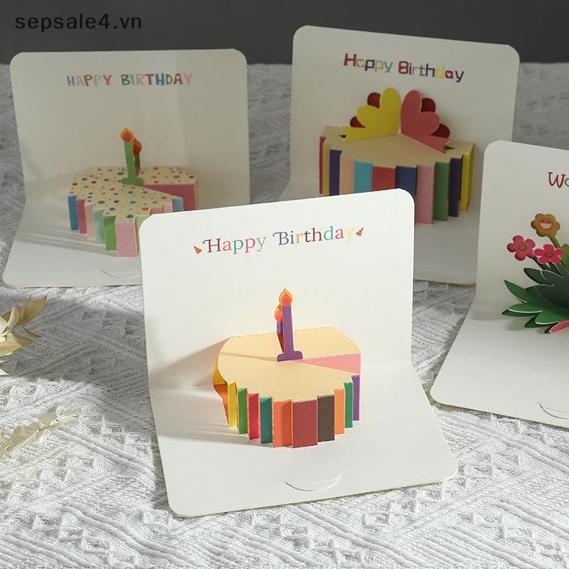 B&N  3D Chúc Mừng Sinh Nhật Thẻ Bánh Hoa Có Phong Bì Thiệp Sinh Nhật Ngộ nghĩnh Cho Nữ Trẻ Em Bạn Bè Thiệp Greeg Tiệc Quà Tặng.