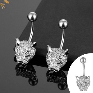 [GOU] Vòng rốn động vật Vòng rốn Vòng rốn Da báo Inlay Navel Trang sức móng tay Pircing Umbilical Pircing Ring VN