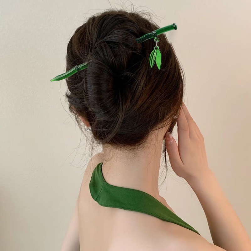 Kẹp tóc tre phong cách cổ điển - Dụng cụ tạo kiểu tóc cổ điển dành cho nữ - Đũa tóc phong cách Trung Hoa cho bé gái - Phụ kiện tóc trang điểm - Que tóc lá tre - để hẹn hò, tiệc tùng