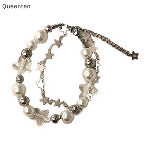 Queenten Bông Tai Kẹp Ngôi Sao Vòng Tay Cô Gái Pentagram Ngọc Trai Đính Hạt Lắc Tay Nữ Vintage Thẩm Mỹ Quyến Rũ Vòng Tay Phụ Kiện Trang Sức Quà Tặng