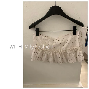 Milyfashion Ngọt Ngào Ren Rung Chấm Bi Đa Năng Váy Rèm Ngắn Váy Dài