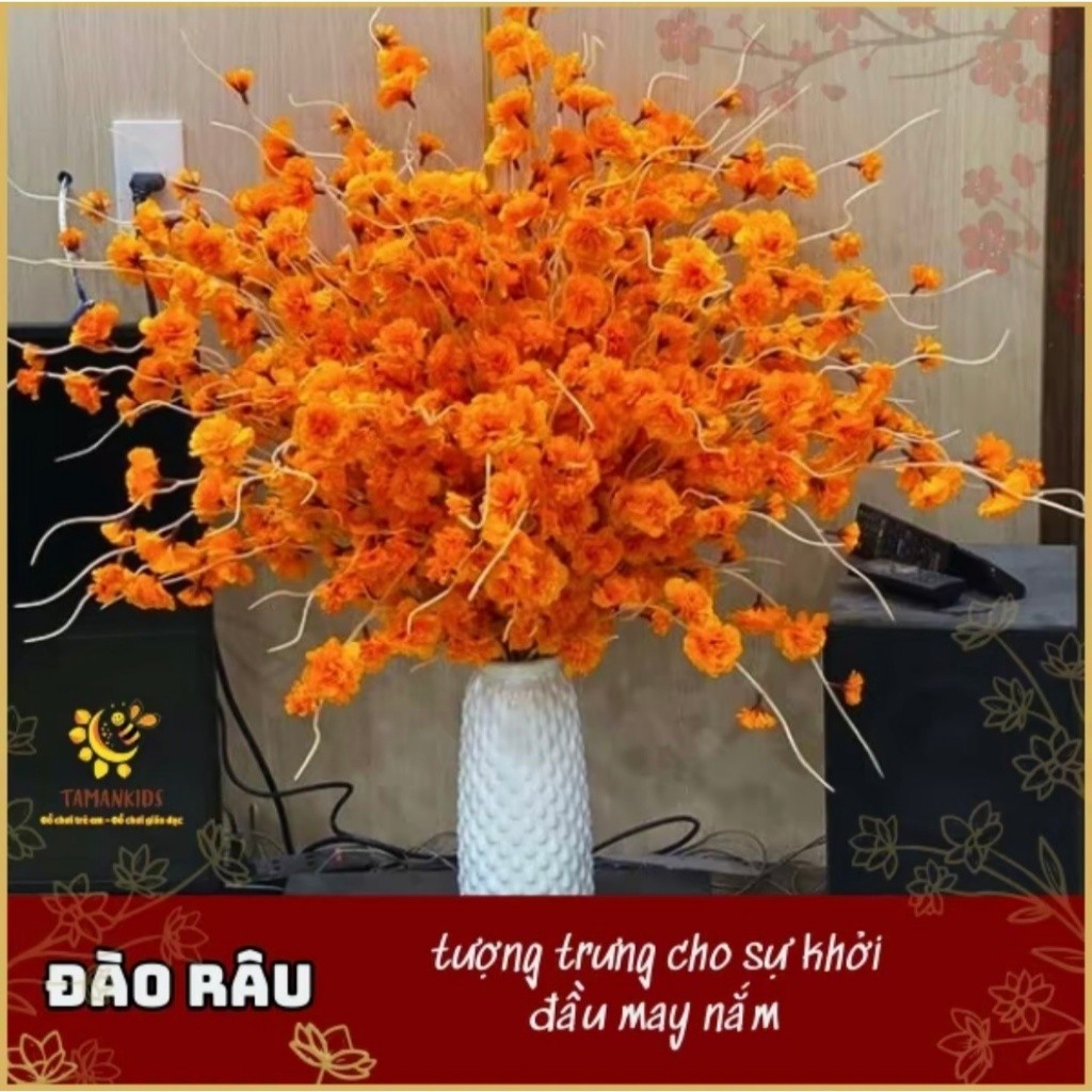 Cành Hoa Đào Râu 1m, Cành hoa anh đào trang trí Tết, cắm bình loại đẹp ...