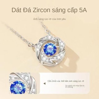 Dây chuyền nữ bạc S925 mặt đá Moissanite xanh Dương Quà tặng sinh nhật, lễ tình nhân cho bạn gái S69