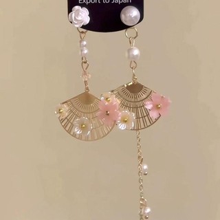 Mới Phong Cách Trung Hoa Phong Cách Trung Hoa Bông Tai Quạt Hình Retro Tua Rua Bông Tai Thanh Lịch