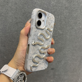 Sang Trọng Họa Tiết Núi Tuyết Stereo Bạc Rắn Ốp lưng iPhone16 15 14 13 12 Pro Max Chống Sốc Bảo Vệ Camera Ốp Lưng Cứng Chống Rơi