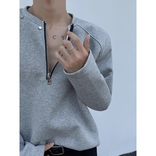 Áo thun nam Gksss dài tay thời trang phong cách Hàn Quốc nửa-zip chất lượng cao phong cách trung tính áo dài tay