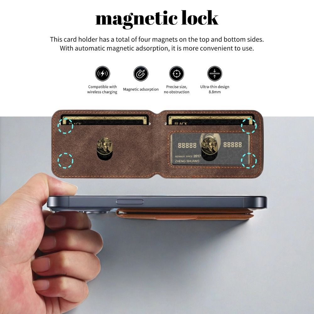 Ví Magsafe Đựng Thẻ Điện Thoại Có Thể Gập Lại An Toàn Từ Đứng Da Chống Trộm Cho iPhone 16 15 14 13 12 ProMax