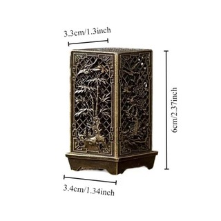 SHUPUN 1 Cái Lư Hương, với Hoa Văn Rỗng Hoa Sen Dọc Vuông, Gỗ Đàn Hương Bền Retro Hợp Kim Hộp Hương Nội Thất Nhà