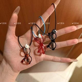 Bán chạy Kitty Kính nhỏ Mặt dây chuyền Vòng cổ dây màu xanh da trời