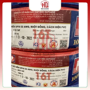 Dây Điện Đôi Mềm Daphaco 2x16T Lõi Đồng | Dây Cáp Điện Dùng Cho Công Nghiệp