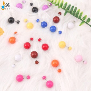 Bông tai ngọc trai giả dành cho nữ Bông tai hình học hai mặt Trang sức thời trang cho ngày lễ tình nhân Quà tặng Giáng sinh