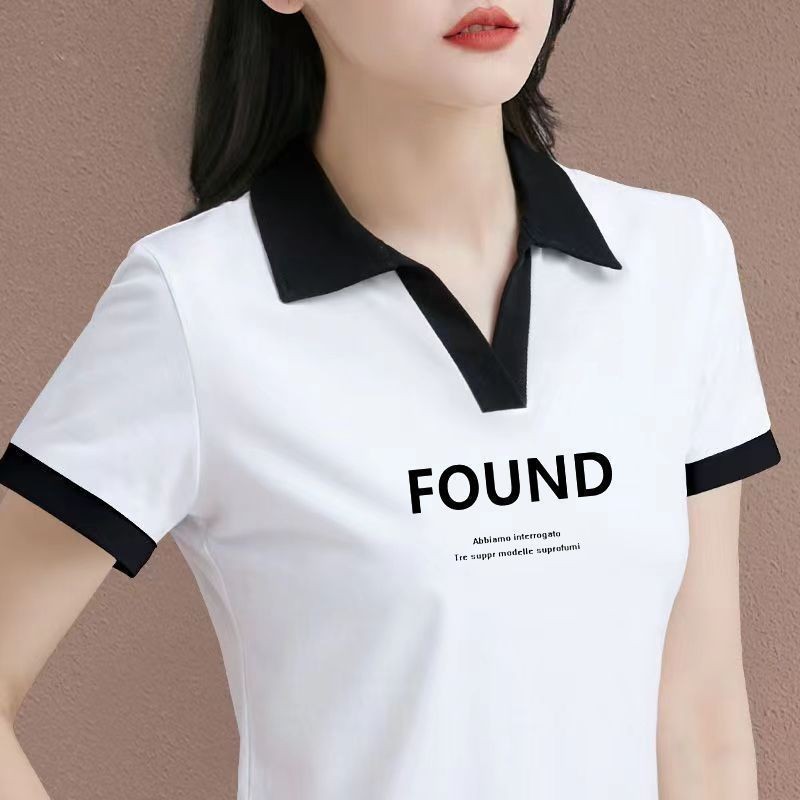 Mùa Hè 2025 Mới Thời Trang Dáng Rộng Thể Thao Cổ Chữ V Áo Sơ Mi Polo Tay Ngắn Cho Nữ