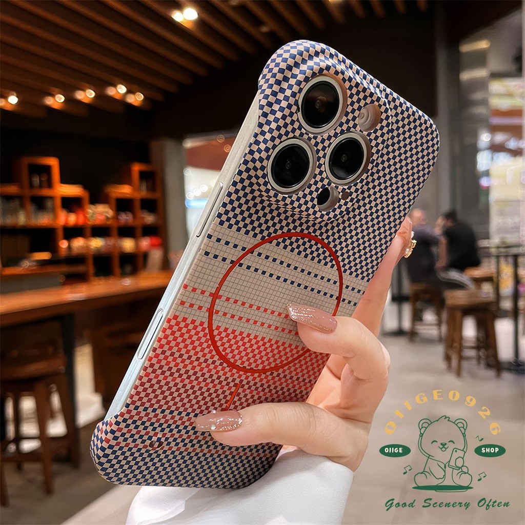 Không viền họa tiết sợi carbon Vỏ điện thoại từ tính iphone16 Pro Max 15 14 13 12 11casing cho vỏ iPhone PC vỏ cứng chống sốc