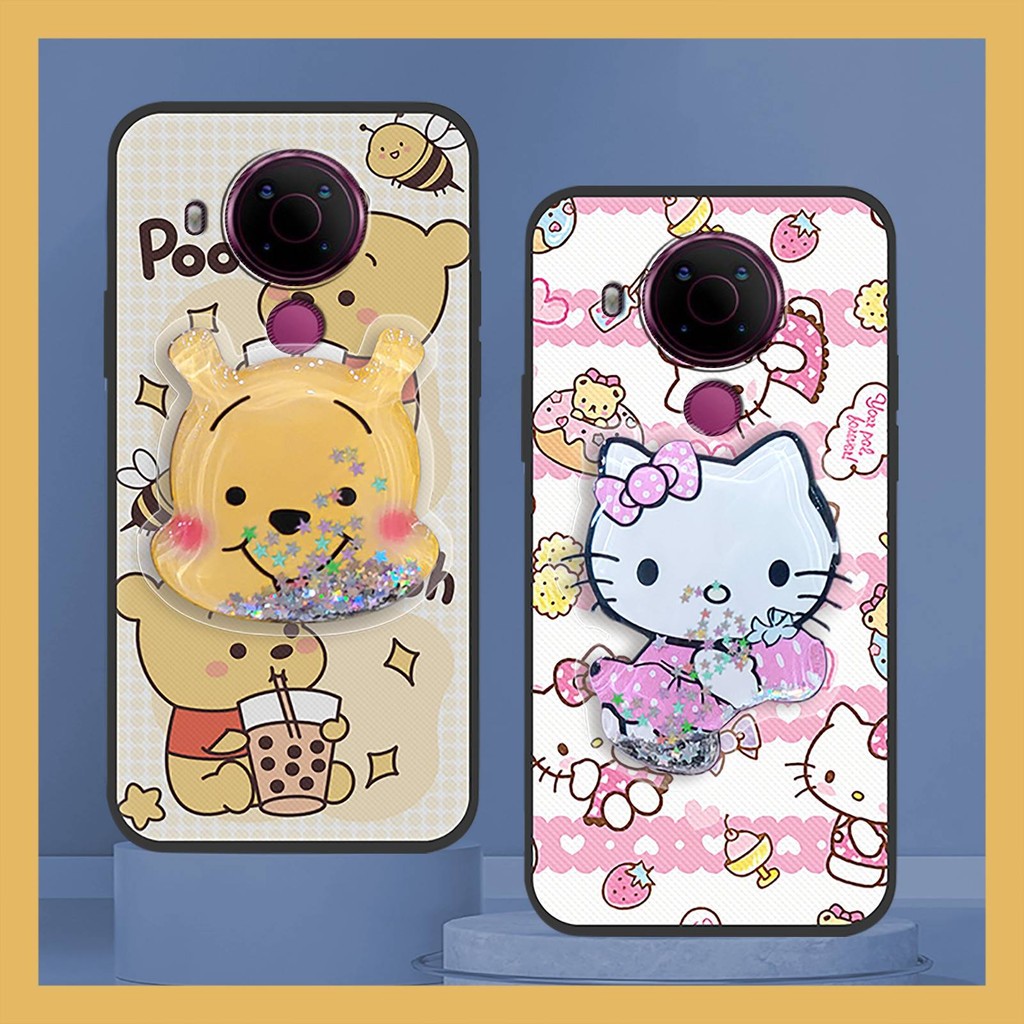 Có Thể Xoay Được Đứng TPU Ốp Lưng Điện Thoại Nokia 5.4 Đơn Giản Thiết Kế Thời Trang Cát Trôi Chống Bụi Bẩn Lấp Lánh Hoạt Hình Chống Thấm Nước Da Dễ Thương Cảm Giác Silicon Lấp Lánh Chân Đế Cát lún