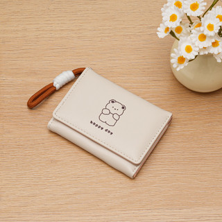 Ví nữ da PU Ví hoạt hình dễ thương Khóa có thể gập lại Hộp đựng nhiều thẻ Ví đựng tiền mặt