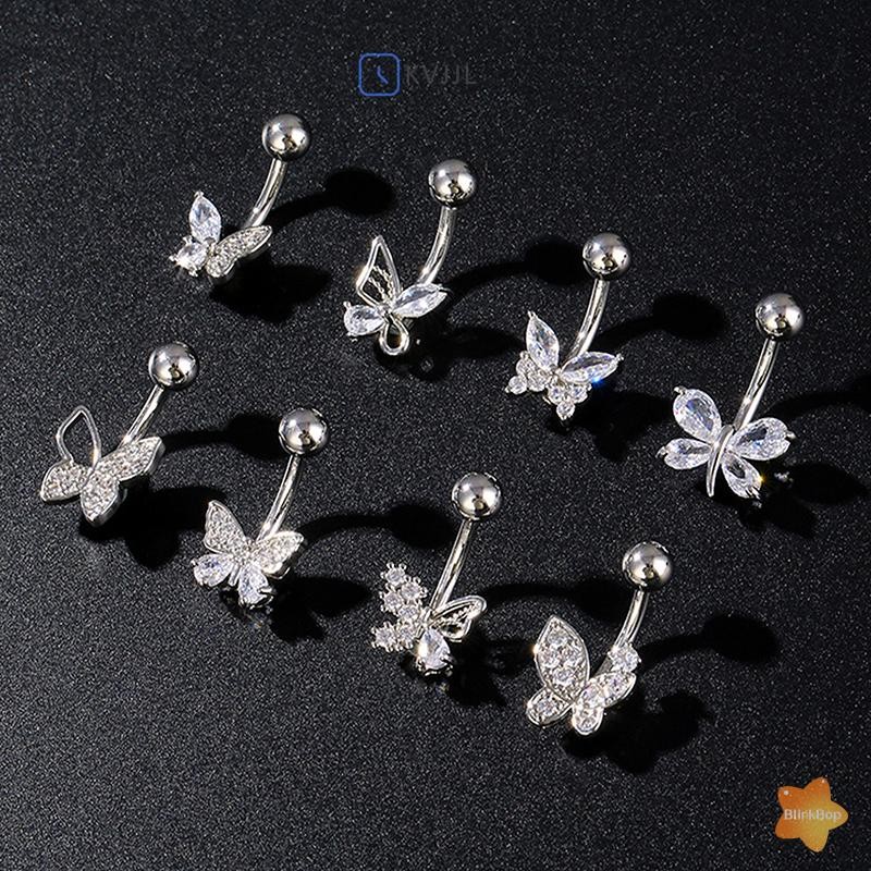 [KvJJL-t] Nhẫn Nút Nơ Thời Trang Nhẫn Thép Không Gỉ Zircon Rốn Xuyên Nhẫn Dành Cho Nữ Bé Gái Trang Sức Cơ Thể Gợi Cảm Món Quà Mới