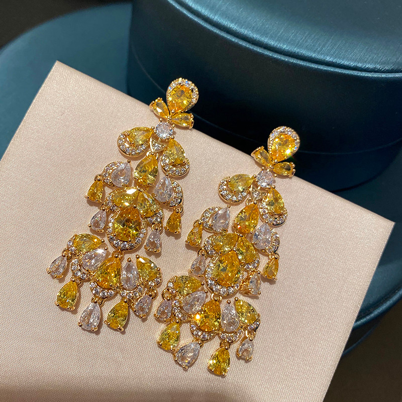 Bông tai tua rua thời trang sang trọng nhẹ tinh tế Zircon mới