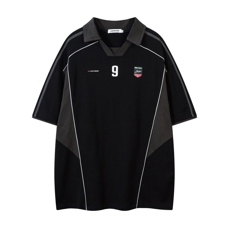 ThaliaWisp Áo sơ mi Polo ngắn tay dáng rộng phong cách Mỹ, Áo thun phối màu đa năng, mềm mại, thoải mái và nhẹ nhàng