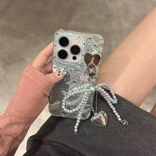 Retro Trái Tim Tình Yêu Ngọc Trai Chấm Dành Cho Redmi 15C 15 13X 13 Mi 15T Pro Redmi Note 12 14s POCO C85 C71 C61 C65 C75 4G M7 5G Mặt Dây Chuyền Cô Gái Vỏ Điện Thoại