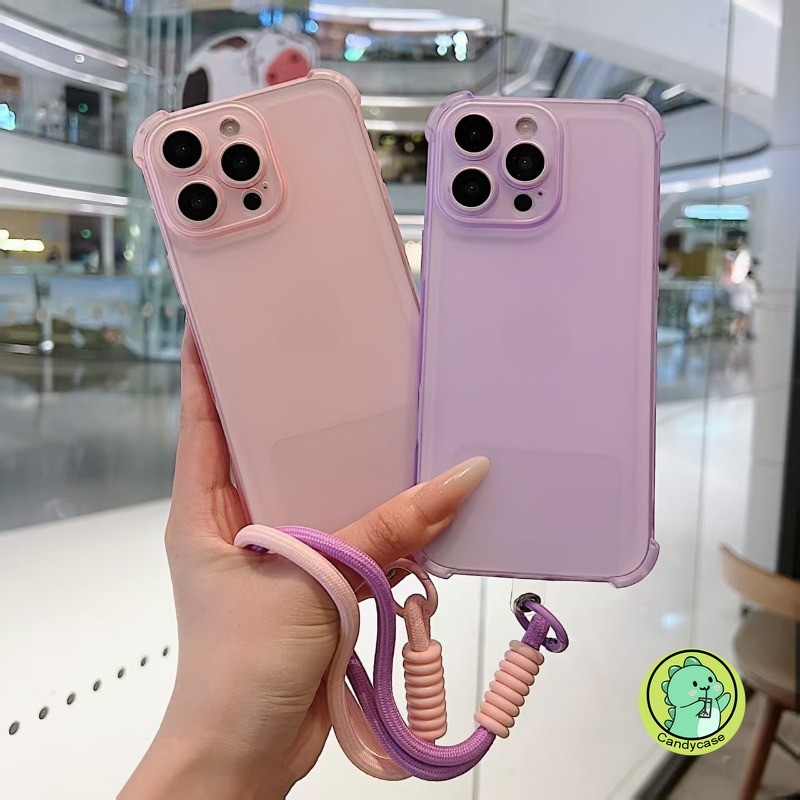 Ốp Điện Thoại Ice Mist Có Dây Đeo Cho Samsung Galaxy A36 A56 A55 A54 A35 A53 A52 A52S A51 M40S A50 A50S A30S A35 5G 4G Matte Cover Vỏ Dây AirBag Mềm Màu Trơn Sang Trọng Dễ Thương