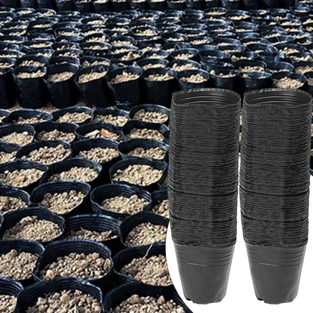 Cốc gieo hạt bằng nhựa dày 50 / 100 CÁI Chậu ươm đa kích thước, 4 kích cỡ Cốc nhân giống thực vật màu đen có lỗ để làm vườn rau