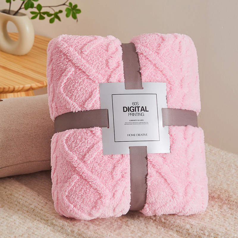 San Hô Lông Cừu Flannel Chăn Cho Giường Màu Trơn Xuân Đông Mềm Mại Ấm Áp Khăn Trải Giường Sofa Tafurong Sang Trọng Kẻ Sọc Chăn