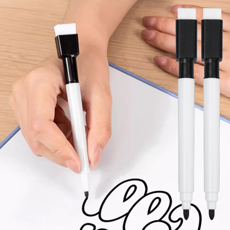 Bút xóa khô có tẩy nỉ đính kèm - Đầu chống mài mòn 0,5mm, Lưu lượng mực mịn cho bảng trắng, Tùy chọn gói 5 / 10 / 15, Bộ đánh dấu nhựa 11,5cm di động