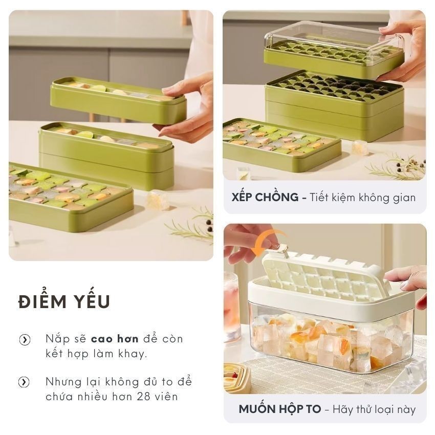 Khay đựng đá nhựa có nắp lấy đá siêu nhanh phát minh mới nhất 2024