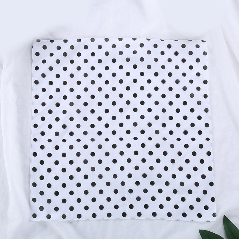 Khăn cotton thể thao 55x55cm retro chấm bi lớn, unisex, dành cho đầu
