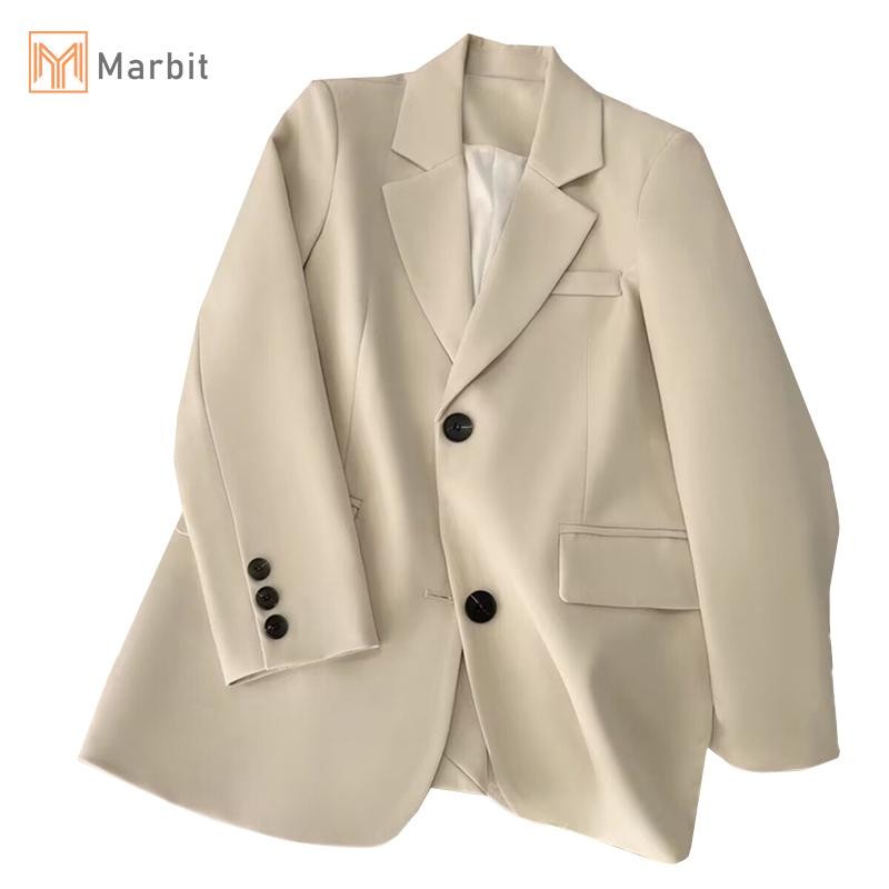 Marbit Nữ Blazer Hàn Quốc Thường Ngày Công Sở Nữ Áo Khoác Ngoài Lưng Đơn Ngực Phù Hợp Với Mới