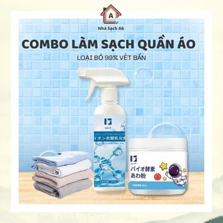 GLIT COMBO Làm Sạch Quần Áo Bình Xịt và Bột Tẩy Trắng  Sinh Học Tẩy Rửa Vết Bẩn Dính Trên Quần Áo, Chiết Xuất An Toàn