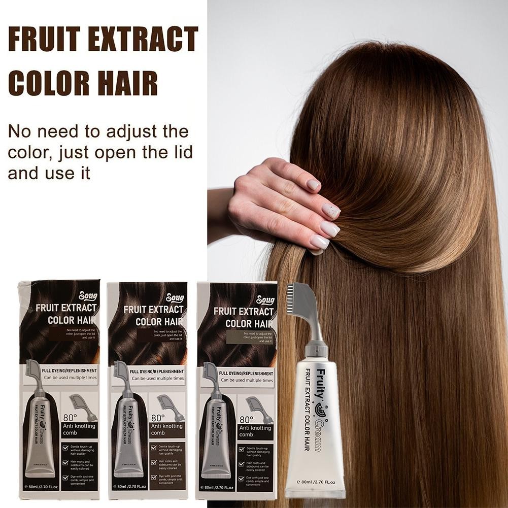 Tình HỌC Thuốc Nhuộm Tóc Trái Cây Đen & Nâu Lâu Dài Màu Nhẹ 80ml Thuốc Nhuộm Tóc Y2z9