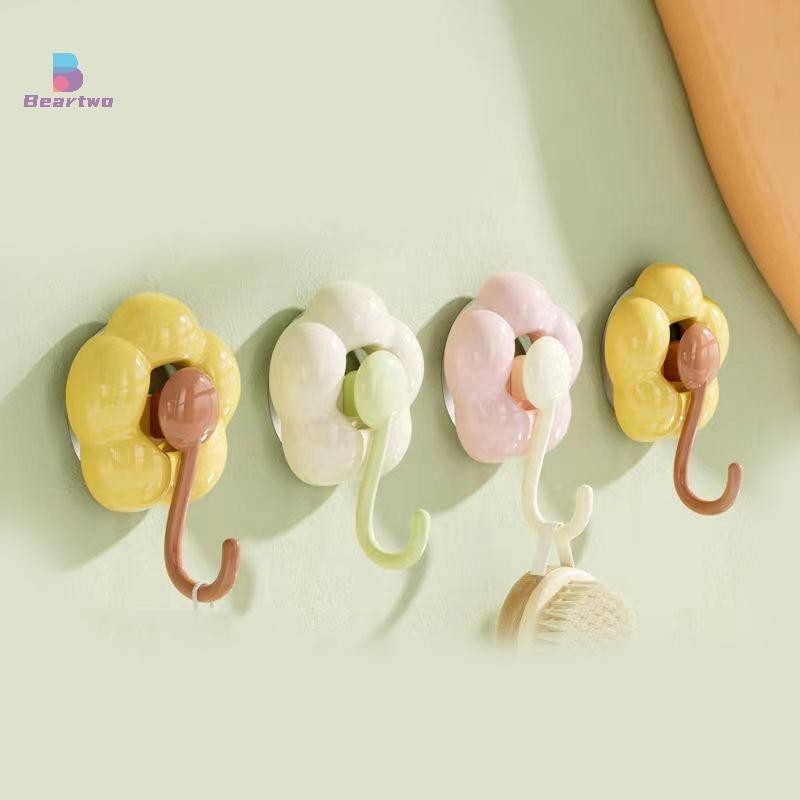 < Beartwo > Móc cốc hút hoa không đục lỗ sáng tạo Phòng tắm đa chức năng Nhà bếp Móc không dấu vết có thể tái sử dụng Giá lưu trữ mạnh mẽ Đẹp