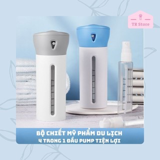 Bộ chiết mỹ phẩm du lịch 4 trong 1 đầu pump tiện lợi Gecomo chống va đập và rò rỉ 30ml x 4