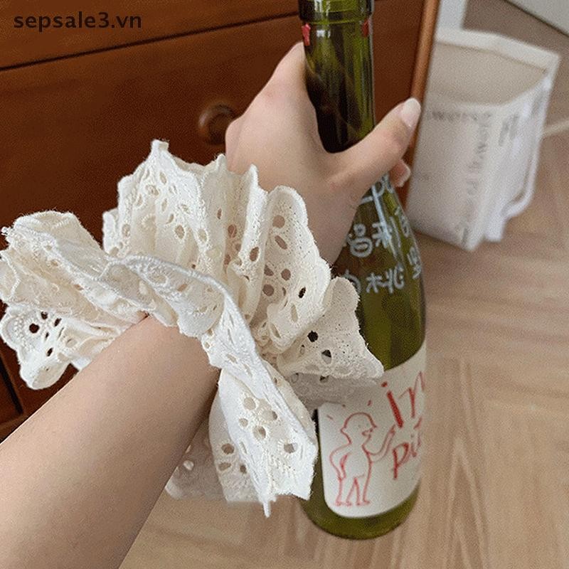 # Vn # 1PC Dây buộc tóc Cotton quá khổ kiểu Pháp Scrunchie dành cho nữ Dây buộc tóc đuôi ngựa co giãn Phụ kiện tóc nữ hai lớp.