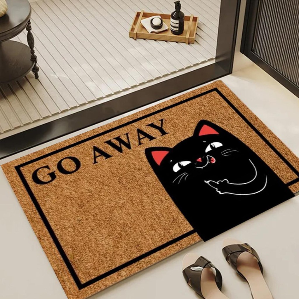 Go Away Thảm chùi chân hoạt hình Mèo Unwelcome Thảm cửa ngoài trời vui nhộn Trang trí cửa trước 60X40cm
