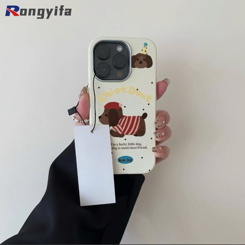 Ốp Da Khung Kim Loại Hoạt Hình Puppy Cho OPPO A98 A38 A18 A36 A76 A96 A56 A55 A55s A53s A54 A55 A54s A94 A73 2020 A93 5G 4G Vỏ Mềm Dễ Thương Chot Duout Chống Rơi Ốp lưng