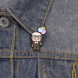 《 Up 》 Nhân Vật Hoạt Hình Huy Hiệu Kim Loại Bong Bóng Dễ Thương Ông Nội Carl Fredricksen Men Trâm Ba Lô Phụ Kiện Quà Tặng Cho Bạn Bè