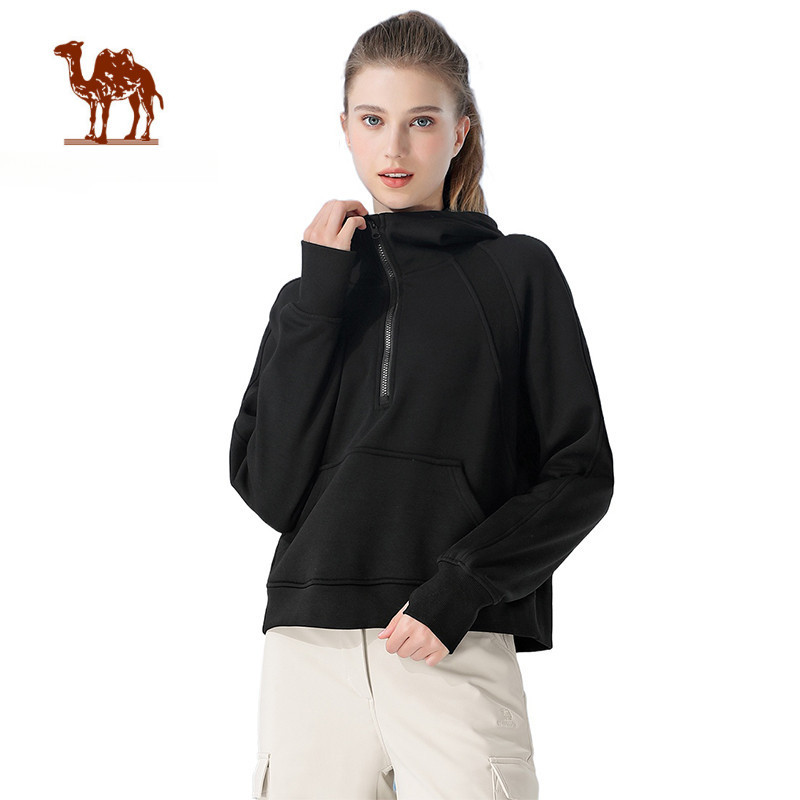 Ảnh CAMEL CROWN Yoga Quần Áo Nữ Plus Nhung Nửa Mở Ngực Áo Len Thể Thao Thông Thường 1