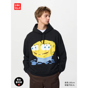 Cặp đôi nam nữ dành cho cha mẹ và con cái UT SpongeBob SquarePants in hình áo len có mũ trùm đầu rộng rãi Áo len dài tay 477905